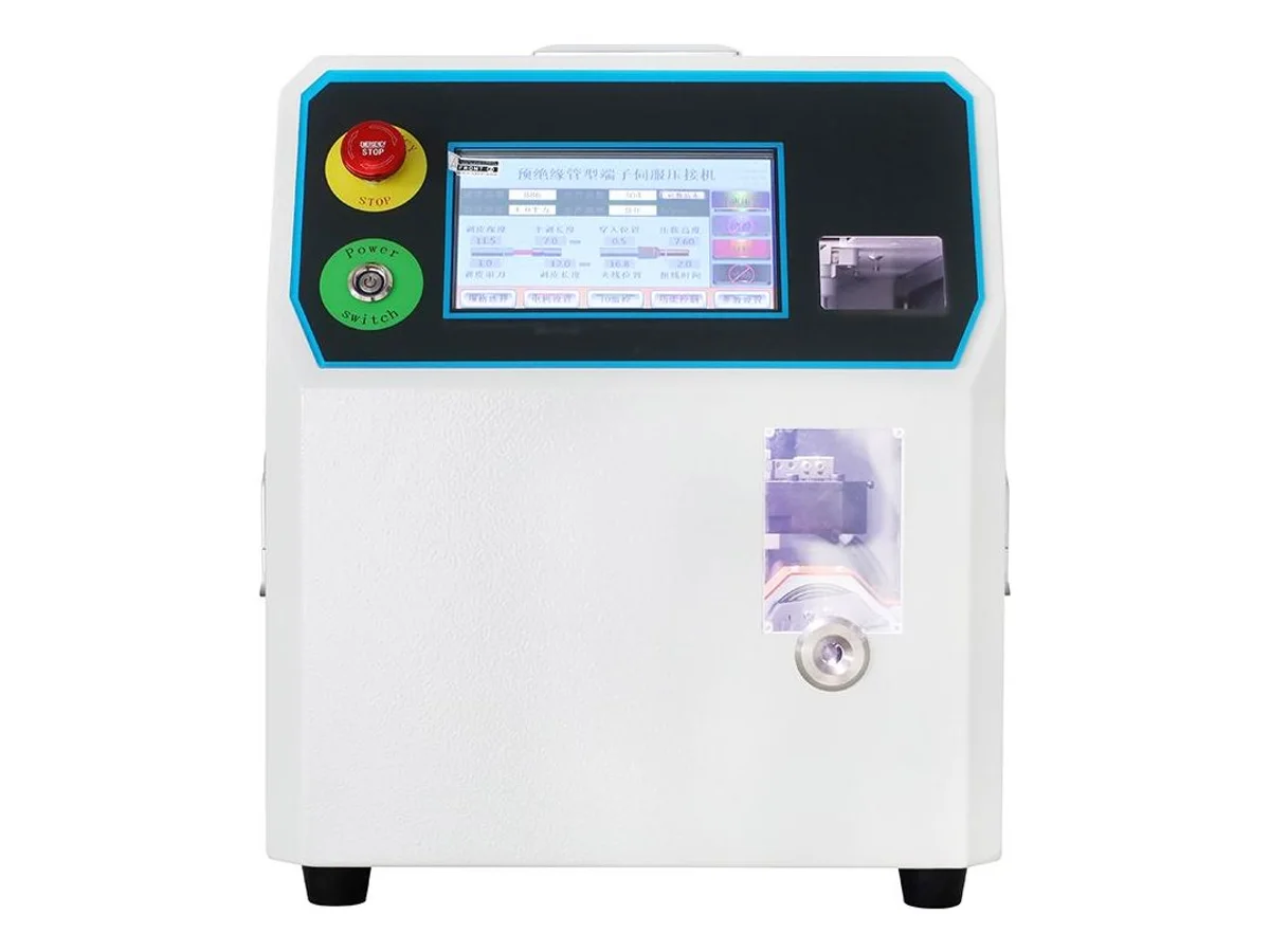 Semi-Automatic Bootlace Ferrule Crimping Machine, Servo Press for 0.3–16 mm² Tube Terminals