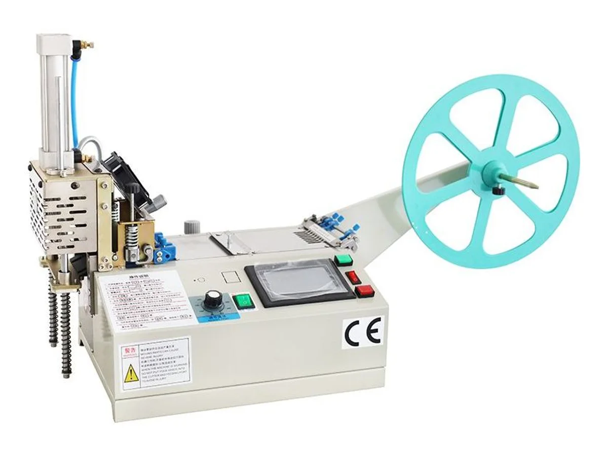 Automatic Tape and Webbing Cutting Machine with Stacker, 1–98 mm Wide