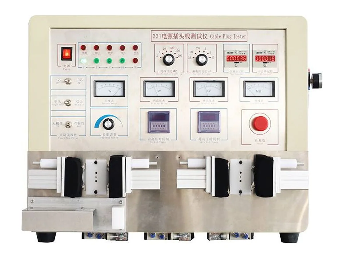 Double-Head Power Cord Plug Tester with Continuity, Polarity and Hipot Test